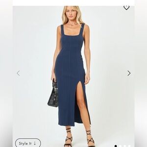 NEW L*SPACE vivienne dress in slate xs  new without tags FITTED RIBBED HIGH SLIT